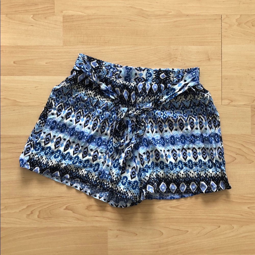 Francesca’s Blue Tribal Print Flowy Shorts
